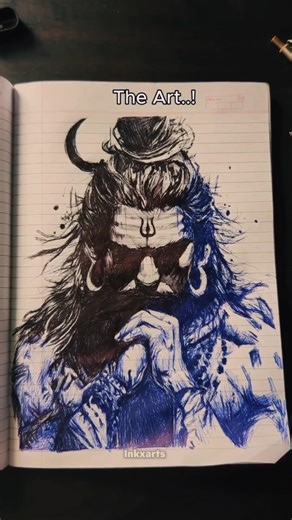 Easy Mahadev Drawing Tutorial🖊| Rate my art | #sketching #mahadev #drawing #black #shorts #like 😱😱