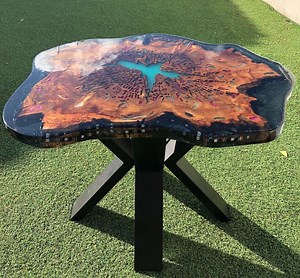 Epoxy Resin and Wood Table. Photoluminescent Pigments (self-illuminates at Night), Interactive LED Strip, External Battery Attached Underneath - Etsy Australia