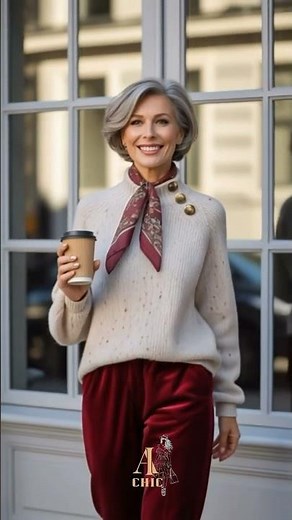 5 Sophisticated Oversized Knit + Wide-Leg Looks for Women Over 50 ♡ All AI-generated visuals