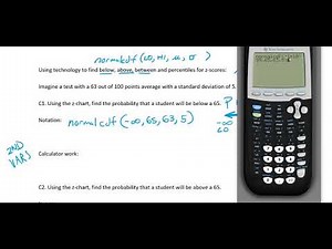 Statistics: Above, Below, and Between problems (on a Normal Curve) using the calculator