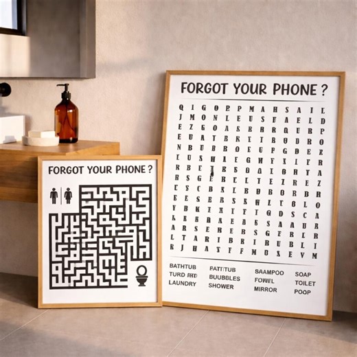 Word Search Bathroom Art Set, Printable Puzzle Decor for Guest Toilet, Maze, and Humor, Bathroom Word Search, Toilet Humour Print - Etsy