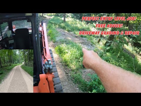 DRIVEWAY WASHED OUT: HOW TO FIX IT?! SKID STEER & TRACTOR GRADING TIPS #excavation #howto