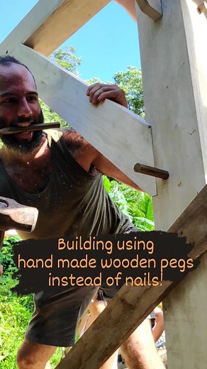 Hammering in the wooden pegs 🙌 Everyone loves this job! You've puzzled everything together and now it's time to secure it all with your hand made wooden pegs. It's fun and so satisfying 😊 Join us in January for our ✨ Timber Frame Class To learn the art of this beautiful and unique way of building. Link in bio to learn more! 👆 . . . #timberframe #timberframing #timberframehome #carpentry #woodworking #woodenjoinery #naturalbuilding #naturalhomes #earthbuilding #ecohome #ecoarchitecture #sustai