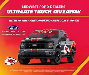 369K views | America's truck. Kansas City's colors. It could be yours.  ❤️ We're giving away a custom Chiefs-wrapped 2025 #FordF150 to one lucky winner! The truck that's been #1 for decades, now wearing championship pride. Enter now at midwestfordsweeps.com for your chance to win. Terms and conditions apply; see official rules for details. #UltimateTruckGiveaway #ChiefsKingdom #MidwestFord | Midwest Ford Dealers | Facebook