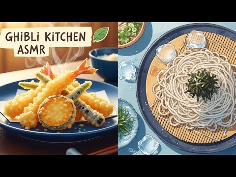 Ghibli Summer Kitchen Ambience 🌿 Making Cold Soba & Tempura | ASMR Cooking Sounds for Relaxation
