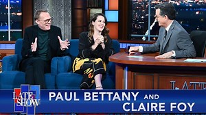 In the second part of his interview with Claire Foy and Paul Bettany, stars of “A Very British Scandal,” Stephen presses Paul for information about whether his “WandaVision” character shows up in the new Marvel film, “Dr. Strange in the Multiverse of Madness.” Watch “A Very British Scandal” when it premieres next Friday on Prime Video. | The Late Show with Stephen Colbert