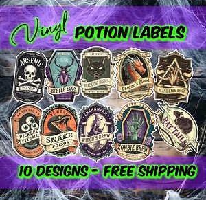Potion Labels | 10 Waterproof Vinyl Stickers | Witch Apothecary Labels | Potion Bottle Stickers | Free Shipping - Etsy