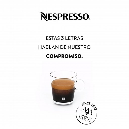 44 reactions · 8 comments | En 3 letras cabe un gran compromiso. Con el Programa AAA, Nespresso apoya a mejorar la calidad y sostenibilidad del café así como la productividad de los agricultores que trabajan con nosotros. | Nespresso | Facebook