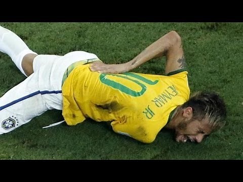 Neymar Jr Injured & Carried Off Field | Brazil vs Columbia Worldcup 2014