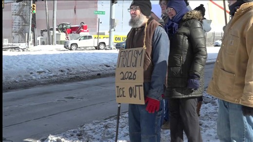 Anti-ICE protesters gather outside WVU Alumni Center