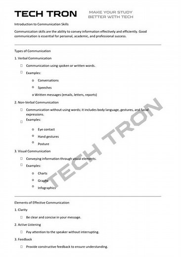IT CLASS 10 | UNIT PART A : UNIT 1 COMMUNICATION SKILLS | NOTES | TECH TRON. #class10it #class10