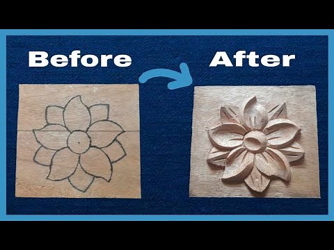flower simple design easy wood carving || wood carving art || tutorial