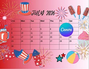 July 2026 Calendar Printable - Etsy