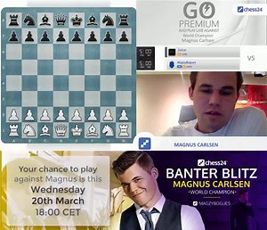 2.7K views · 67 reactions | World Chess Champion Magnus Carlsen gave some attacking tips for beginners as he took on 1290-rated chess24 user "Zoltar" in his first ever Banter Blitz session! Seize your chance to play Magnus this Wednesday 20th March at 18:00 CET: https://chess24.com/en/live/video/ae18ba6a40-banter-blitz-with-magnus-carlsen | chess24 | Facebook