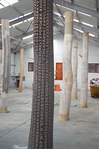 Typographic tree sculptures