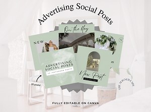 Social Media Post Templates Instant Download, Canva Template, 30 Advertising Posts, Instagram Promotion Templates, Facebook post, Green