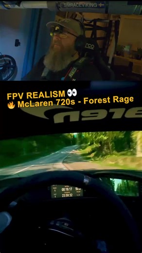 MCLAREN 720s | FOREST RAGE 🏎️💨 The speed and sound in this forest run is unreal! Experience the full motion realism. 🚀 Rig Setup: SimLab GT1 Evo / Fanatec DD Simrig SR-2 Motion System Qubic QS-BT1 Tensioner Osmo Action 5 Pro (FPV) #SimRacing #SimRaceViking #McLaren #SimRig #FPV