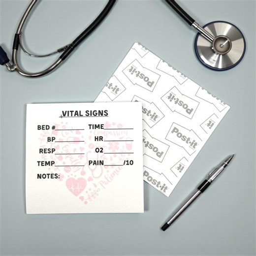 Pink Heart Vital Signs Post-it Notes - Etsy