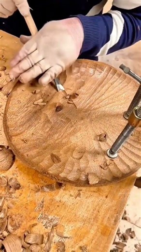 The Process of Carving Circular Shapes into Wood Using Hand Chisels