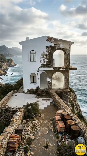 Abandoned Cliffside House → Luxury Mediterranean Villa | Full Transformation #timelapse