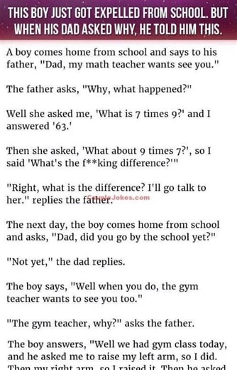 106K views · 353 reactions | THIS BOY JUST GOT EXPELLED FROM SCHOOL. BUT WHEN HIS DAD ASKED WHY, HE.........See the continuation in the first comment I laugh  | Funny Good Stories | Facebook