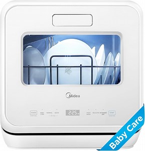 Midea Portable Countertop Dishwasher, 5-Liter Tank, Auto Open Door, 5 Wash Programs, UV Hygiene, White