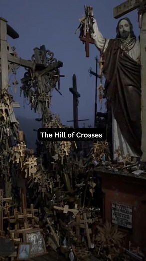 The Ghost Hub on Instagram: "The Hill of Crosses 🤐 This eerie hill is located in Lithuania and has a deep historical and religious significance. It became a symbol of resistance and defiance, especially during times of oppression. Legend says that no matter how many times the crosses were destroyed, they mysteriously reappeared overnight, most claim to hear voices. #scary #haunted #ghost"