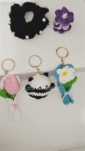 cute crochet bouquet 💐 and panda key chain 🗝️