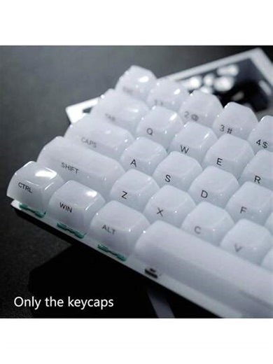 Crystal Keycap Set, OEM Profile PC Material Keycaps, White Jade Themed Semi-Transparent Design, Compatible With MX Switches And 6.25U Spacebar, Suitable For Gaming And Office Mechanical Keyboards, Keycaps Only (Keyboard Not Included), Mechanical Keyboard DIY Accessory | SHEIN