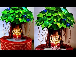Ganpati decoration idea at home/ ganpati Makhar decoration 2024 / pooja decoration for fastival