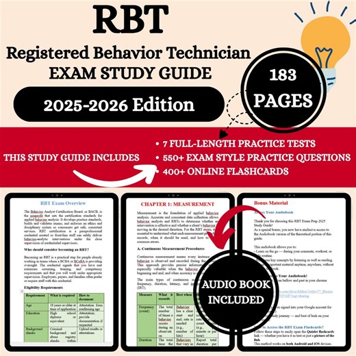 RBT Study Guide 2026 | RBT Exam Prep | Registered Behavior Technician Study | Rbt Study Plan | RBT Exam Questions | Rbt Training Visuals - Etsy