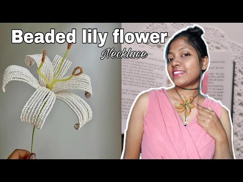 I made Viral Beaded Lily flower Necklace // DIY Beads Necklace