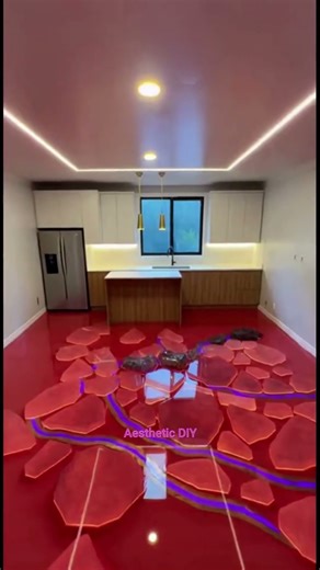 Old Kitchen Transformed Into an Elegant Epoxy Floor #interiordesign #aesthetic #resinart