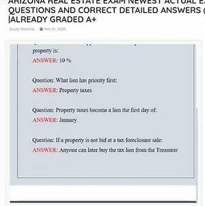 ARIZONA REAL ESTATE EXAM NEWEST ACTUAL EXAM COMPLETE 300 QUESTIONS AND CORRECT DETAILED ANSWERS