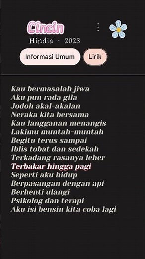 Cincin 💍- Hindia #musica #rock #lirikmusik #spotify #liriklaguindo #lyrics #spotifyclone