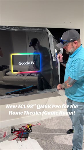 TCL 98” QM6K Pro peel for the new Home Theater / Gaming Setup! Now to find comfortable seating and set up the 5.1 sound system! #hometheater #techtok #costco #gaming @PlayStation is the only piece missing!