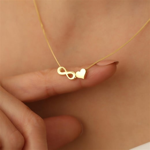 Infinity and Heart Necklace, Minimal Gold Necklace, Romantic Symbol Jewelry, Love Gift for Her, Valentines Day Gift - Etsy