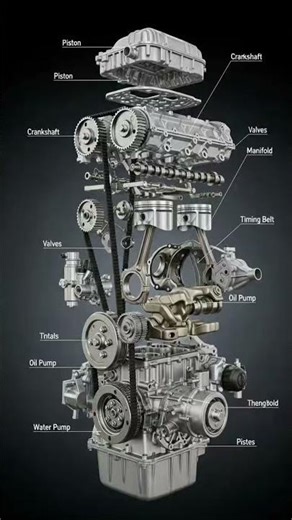 Exploaded View of an Internal Combustion Engine #carengine #automobile #fyp