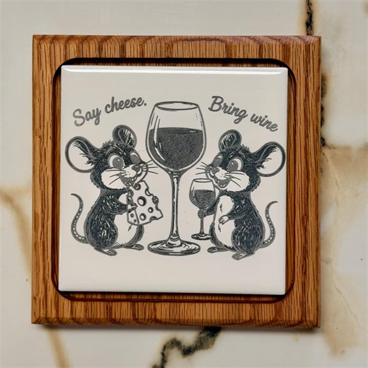 Oak Wood Trivet With Laser Engraved Ceramic Tile - Etsy