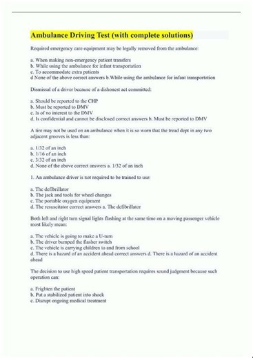 Latest Ambulance Driving Test with complete solutions33 video