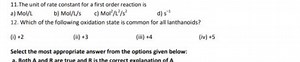 The unit of rate constant for a first order reaction isa) \mat... | Filo