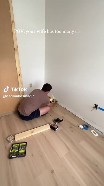 DIY Built-In Closet Transformation for Wife's Overflowing Wardrobe