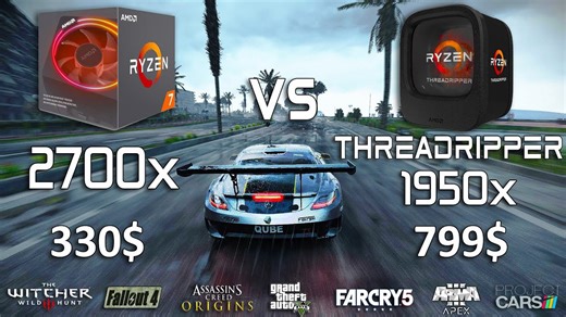 Threadripper 1950X vs Ryzen 7 2700X test in 7 games
