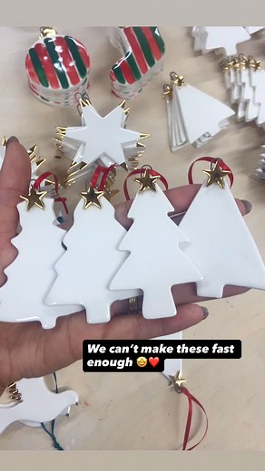 BEAT THE RUSH! It's happening NOW in our studio!🎄✨ Why wait? Our sell out handmade ceramic Christmas decorations are already flying off the shelves spreading joy. Beautiful, simple, classic decorations, lovely quality and they look very elegant on my tree. - Jujam ★★★★★ 💫 Family run business 💝 Handmade by us, just for you ✍🏼Over 800 5★ reviews 🚚Free delivery on all orders over £50 Click 'Learn More' to browse our best selling ceramic Christmas ornaments | White Rain Designs