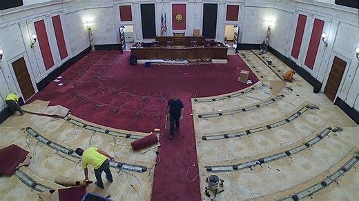 Timelapse video of the renovation and modernization project in the West Virginia House of Delegates Chamber over the last four months of 2023. | West Virginia Legislature