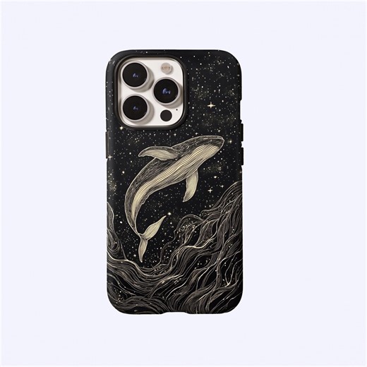 Black & Gold Line Art Whale Phone Case,celestial Starry Sky Whale,for iPhone 17 16 15 14 13 12 11 Pro Max,samsung S25 S24 Ultra,magsafe - Etsy