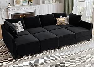 Amazon.com: HONBAY Modular Sectional Sofa Velvet Sleeper Couch with Storage Seats Oversized Sectional Couches for Living Room,Black : Home & Kitchen