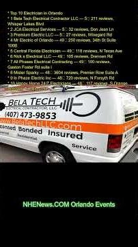 Top 10 Electrician in Orlandoand\r 1. Bela Tech Electrical Contractor LLC — 5★ (211 reviews), Whisper