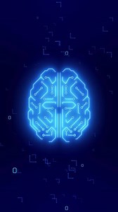 Glowing Human Brain with Data Connection Animation.