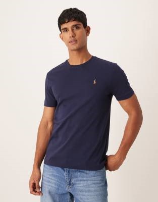 Polo Ralph Lauren icon logo pima cotton custom slim fit t-shirt in navy | ASOS